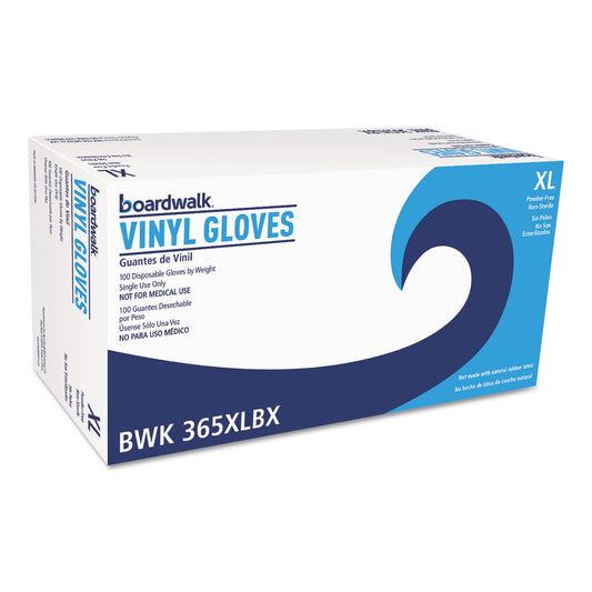 Boardwalk General Purpose Vinyl Gloves, Powder/Latex-Free, 2.6 mil, X-Large, Clear, 100/Box, 10 Boxes/Carton (365XLCT)