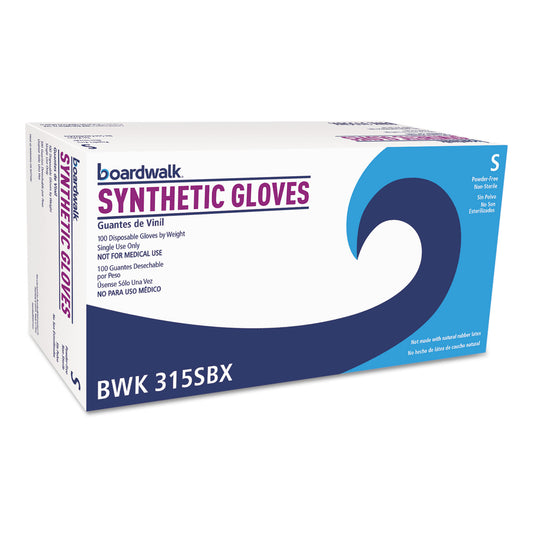 Boardwalk Powder-Free Synthetic Vinyl Gloves, Small, Cream, 4 mil, 1,000/Carton (315SCT)