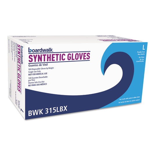 Boardwalk Powder-Free Synthetic Vinyl Gloves, Large, Cream, 4 mil, 1,000/Carton (315LCT)