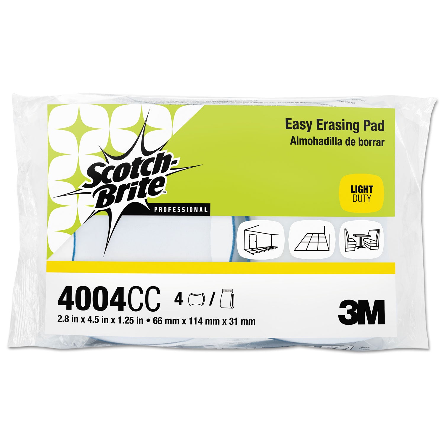 Scotch-Brite Easy Erasing Pad 4004, 2.8 x 4.5 x 1.2, Blue/White, 12/Carton (55658)