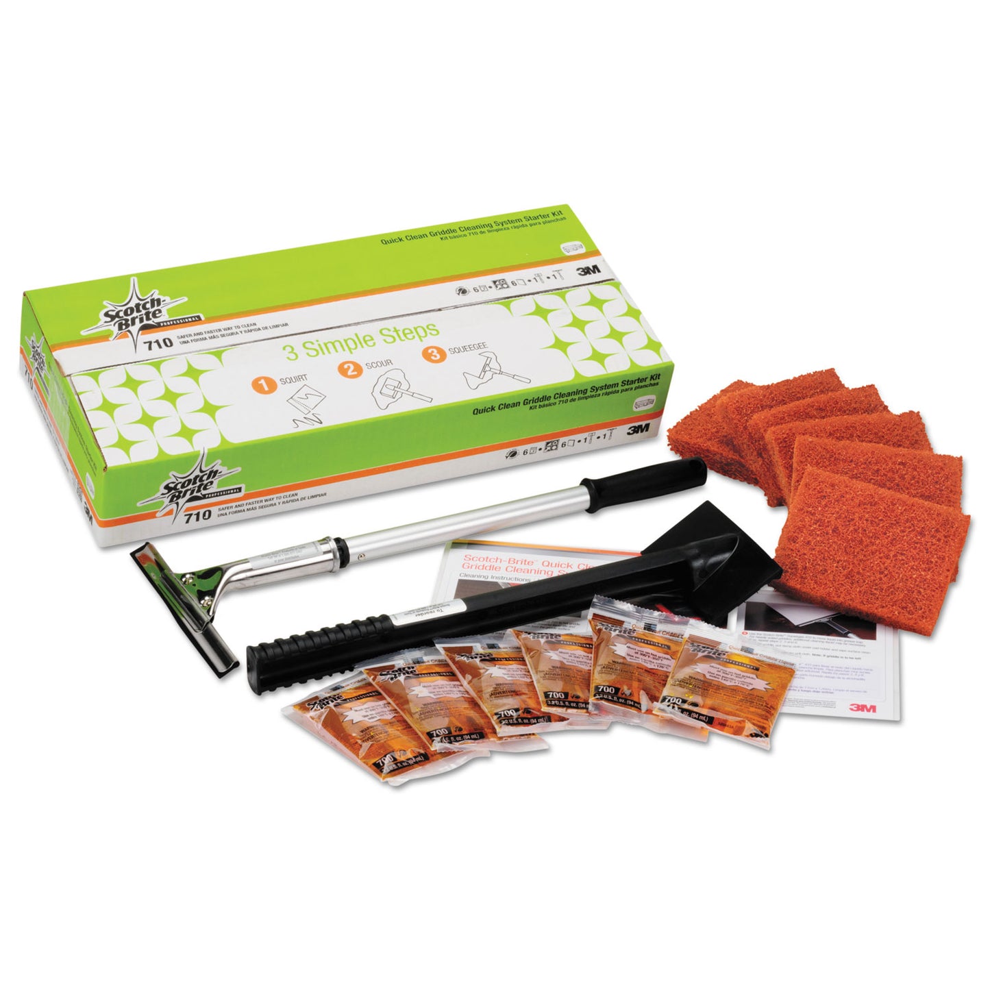 Quick Clean Griddle Cleaning System Starter Kit, 4 X 5.24, Orange