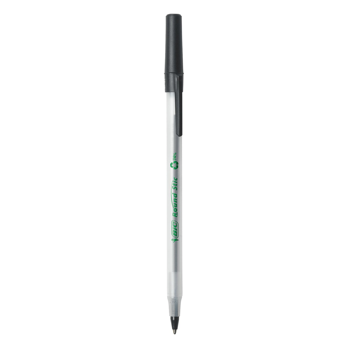 BIC Ecolutions Round Stic Ballpoint Pen Value Pack, Stick, Medium 1 mm, Black Ink, Clear Barrel, 50/Pack (GSME509BK)