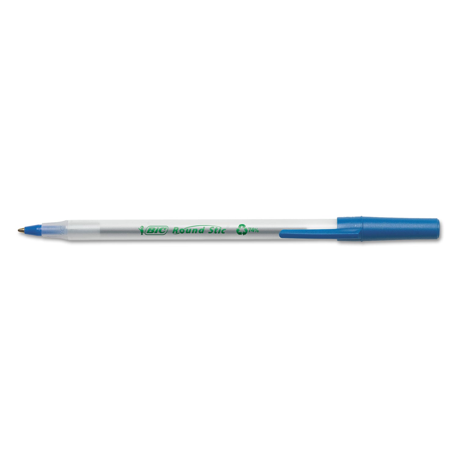 BIC Ecolutions Round Stic Ballpoint Pen Value Pack, Stick, Medium 1 mm, Blue Ink, Clear Barrel, 50/Pack (GSME509BE)