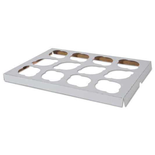 SCT Cupcake Holder Inserts, 12-Cupcake Holder, 9.88 x 13.88 x 0.88, White/Kraft, Paper, 200/Carton (10016)