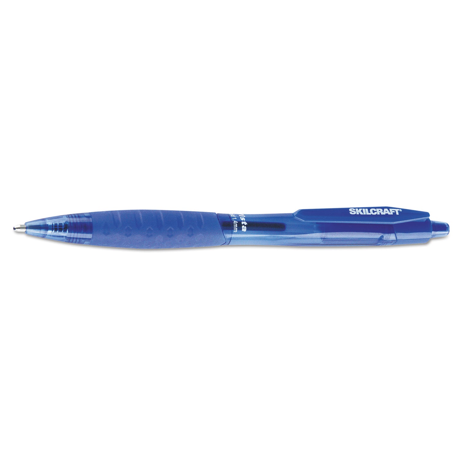 AbilityOne 7520016451147, SKILCRAFT VISTA Ballpoint Pen, Retractable, Bold 1.4 mm, Blue Ink, Translucent Blue Barrel, Dozen