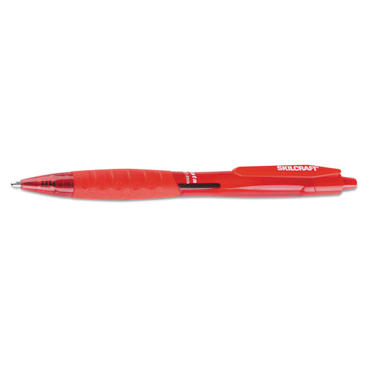 AbilityOne 7520016451149, SKILCRAFT VISTA Ballpoint Pen, Retractable, Bold 1.4 mm, Red Ink, Translucent Red Barrel, Dozen