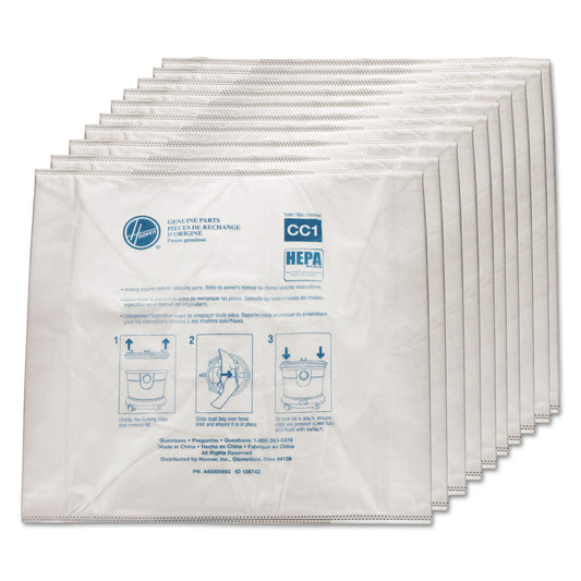 Hoover Disposable Vacuum Bags, HEPA CC1, 10/Pack (AH10363)