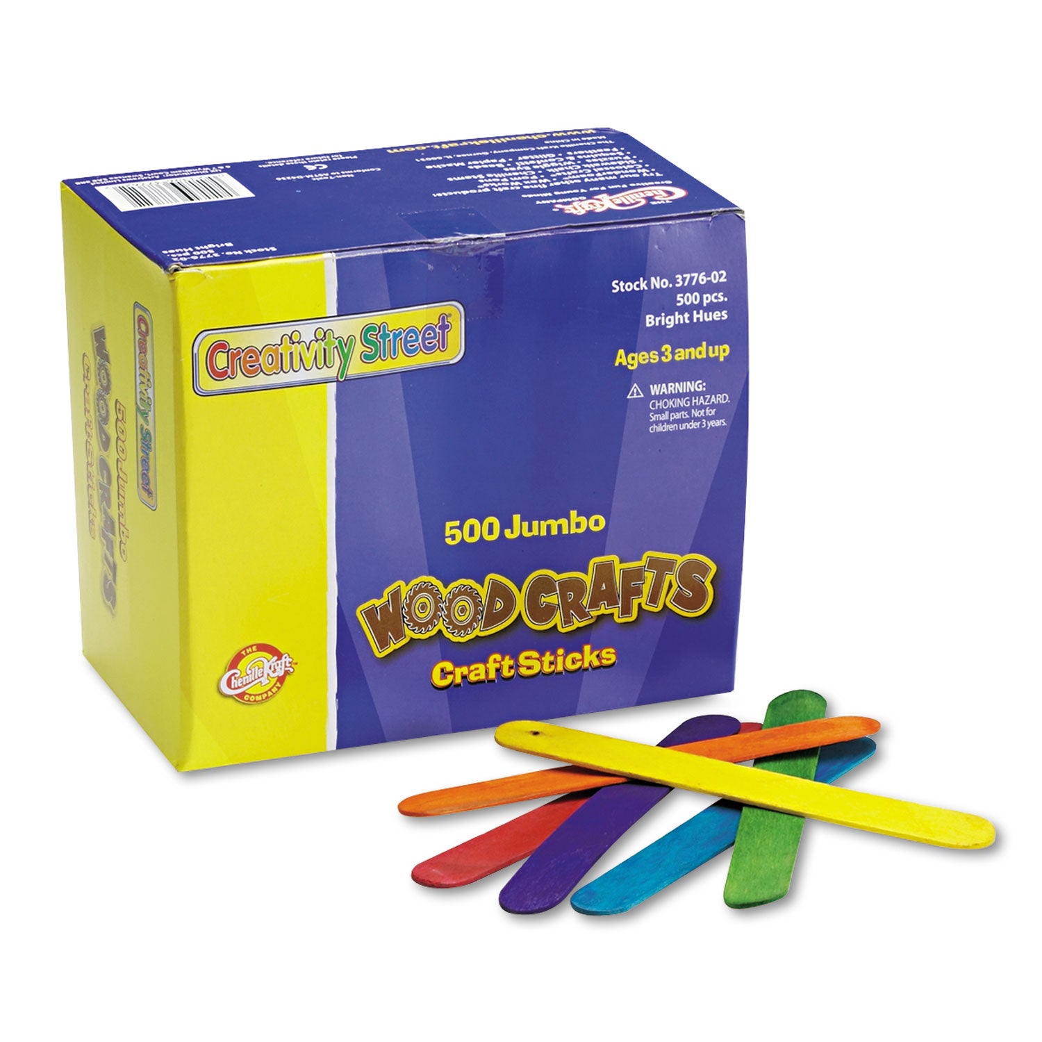 Creativity Street Colored Wood Craft Sticks, 6" x 0.75", Assorted, 500/Box (377602)