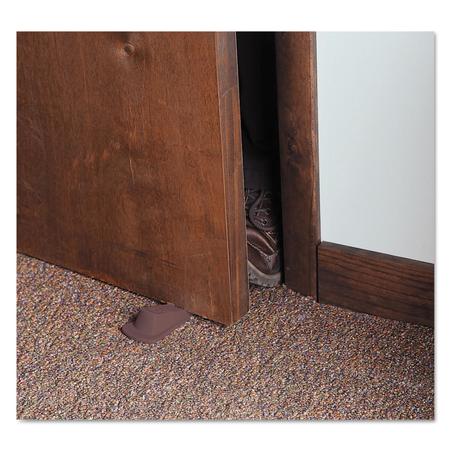 Master Caster Big Foot Doorstop, No Slip Rubber Wedge, 2.25w x 4.75d x 1.25h, Brown, 2/Pack (00971)