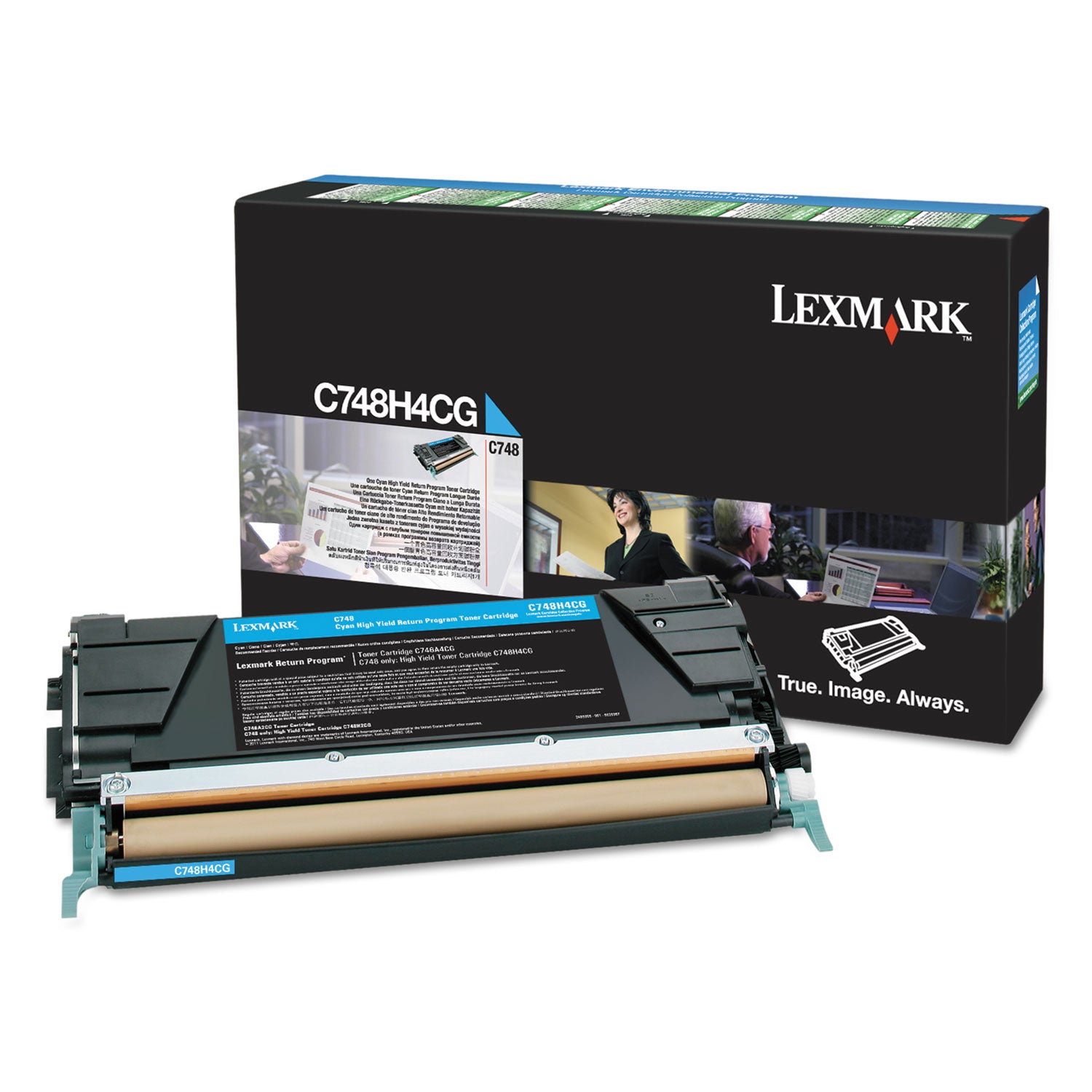 Lexmark C748H1CG Return Program High-Yield Toner, 10,000 Page-Yield, Cyan, TAA Compliant (C748H4CG)