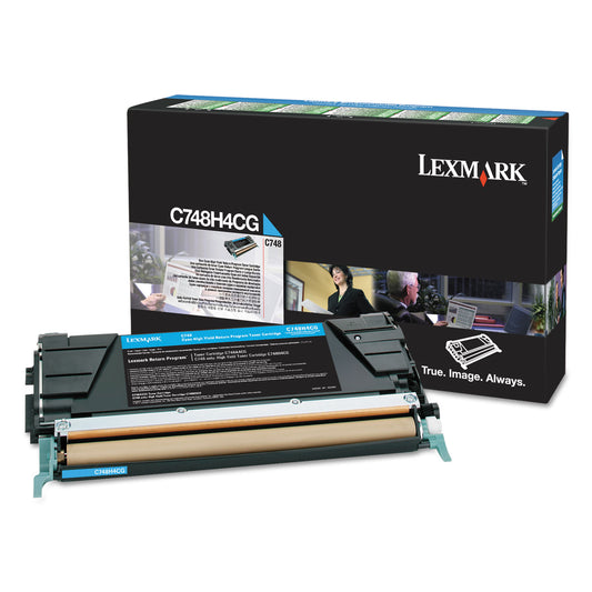 Lexmark C748H1CG Return Program High-Yield Toner, 10,000 Page-Yield, Cyan, TAA Compliant (C748H4CG)