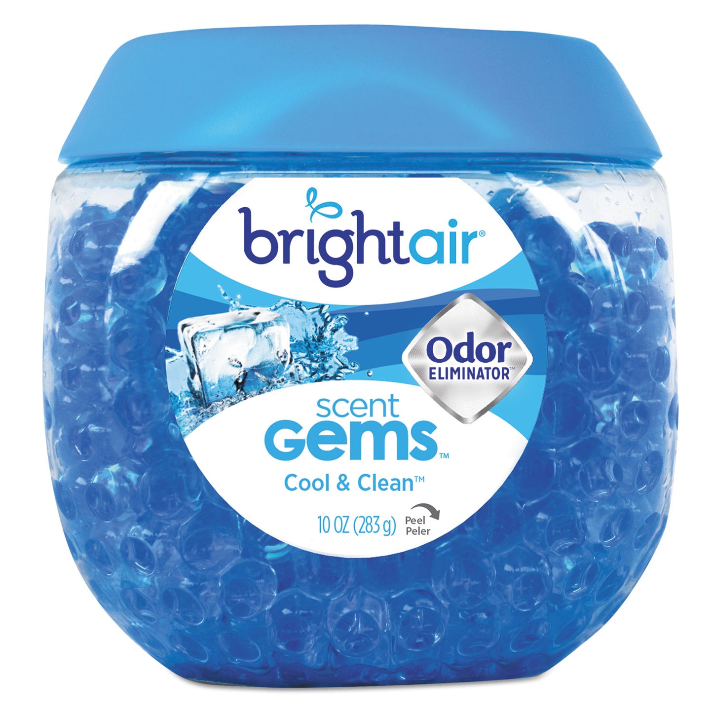 Bright Air Scent Gems Odor Eliminator, Cool and Clean, Blue, 10 oz Jar (900228)