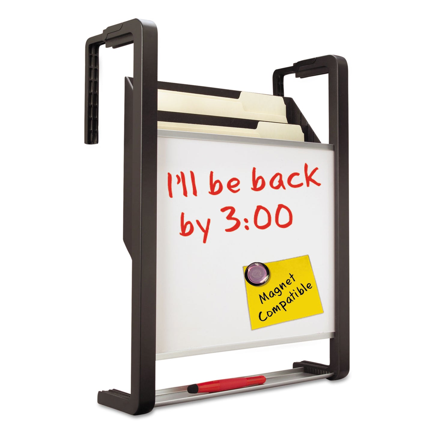 Quartet Hanging File Pocket with Dry Erase Board, 3 Sections, Letter Size, 15" x 4", x 20", Black (OFD)