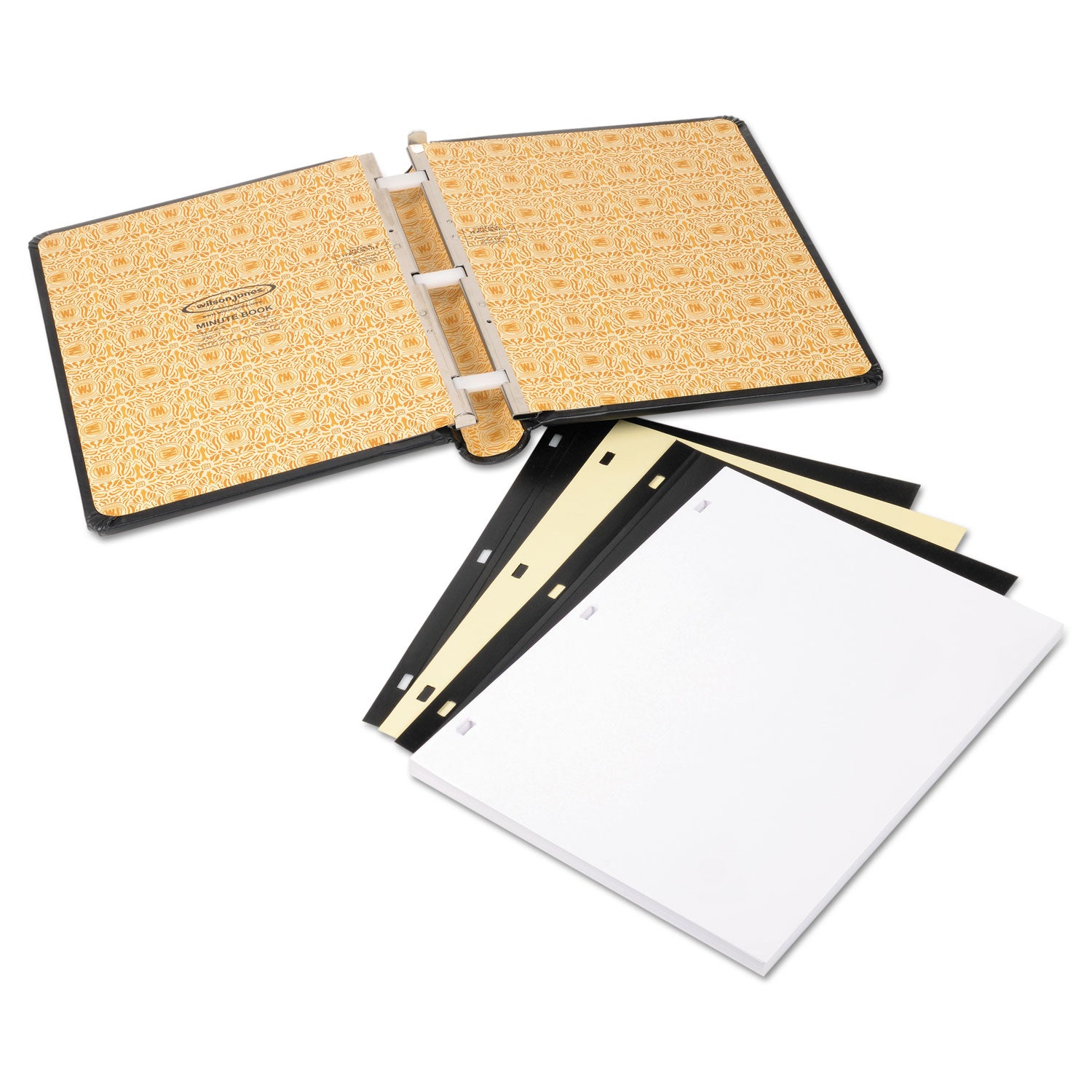 Wilson Jones Looseleaf Corporation Minute Book, 1-Subject, Unruled, Black/Gold Cover, (250) 11 x 8.5 Sheets (039511)