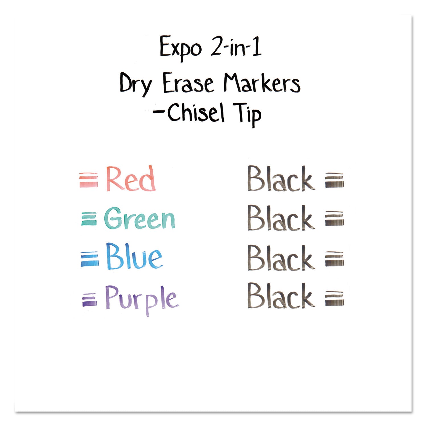 EXPO 2-in-1 Dry Erase Markers, Fine/Broad Chisel Tips, Assorted Primary Colors, 4/Pack (1944655)