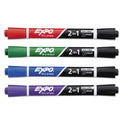 EXPO 2-in-1 Dry Erase Markers, Fine/Broad Chisel Tips, Assorted Primary Colors, 4/Pack (1944655)