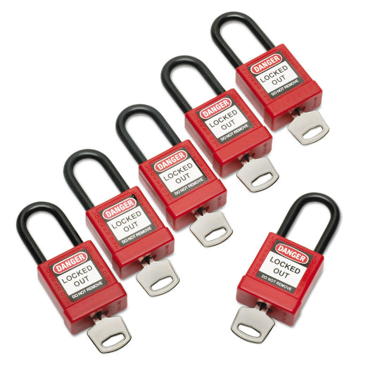 AbilityOne 5340016502636, SKILCRAFT Lockout Tagout Padlocks, 1 Set of 6 Keyed Alike