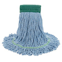 Boardwalk Super Loop Wet Mop Head, Cotton/Synthetic Fiber, 5" Headband, Medium Size, Blue, 12/Carton (502BLCT)