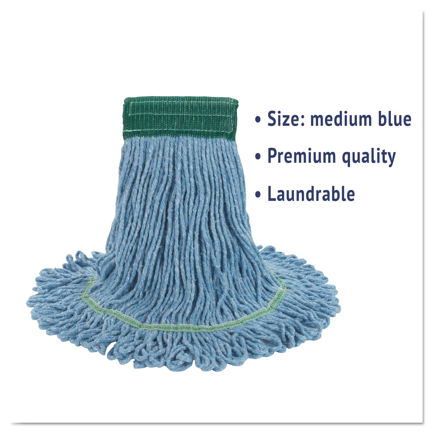 Boardwalk Super Loop Wet Mop Head, Cotton/Synthetic Fiber, 5" Headband, Medium Size, Blue (502BLEA)