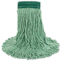 Boardwalk Super Loop Wet Mop Head, Cotton/Synthetic Fiber, 5" Headband, Medium Size, Green, 12/Carton (502GNCT)