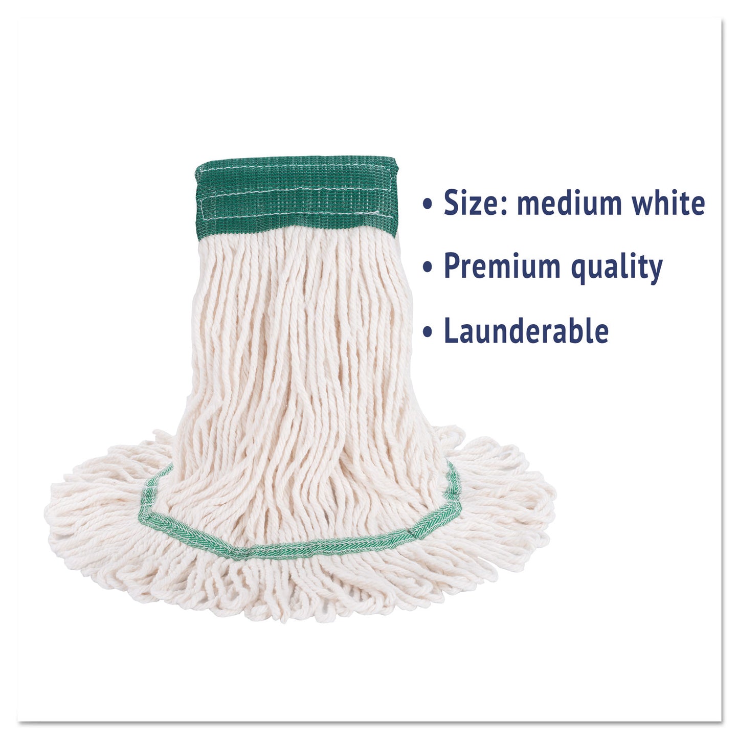 Boardwalk Super Loop Wet Mop Head, Cotton/Synthetic Fiber, 5" Headband, Medium Size, White (502WHEA)