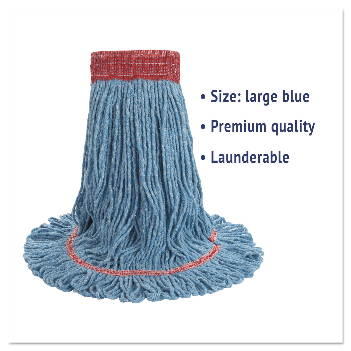 Boardwalk Super Loop Wet Mop Head, Cotton/Synthetic Fiber, 5" Headband, Large Size, Blue (503BLEA)