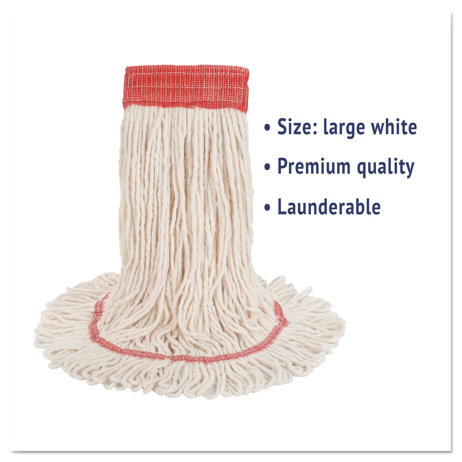 Boardwalk Super Loop Wet Mop Head, Cotton/Synthetic Fiber, 5" Headband, Large Size, White (503WHEA)