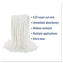 Boardwalk Cut-End Wet Mop Head, Rayon, No. 20, White (2020REA)