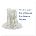 Boardwalk Cut-End Wet Mop Head, Cotton, No. 24, White (2024CEA)