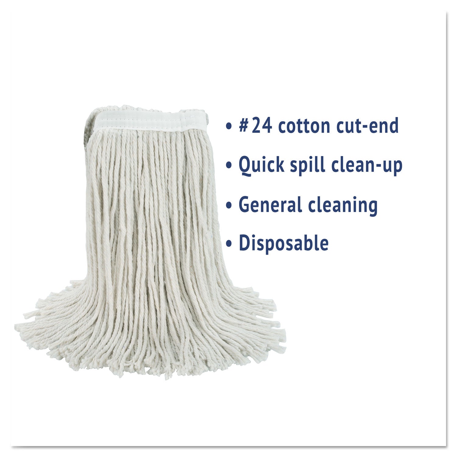 Boardwalk Cut-End Wet Mop Head, Cotton, No. 24, White (2024CEA)