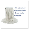 Boardwalk Cut-End Wet Mop Head, Cotton, No. 20, White (2020CEA)