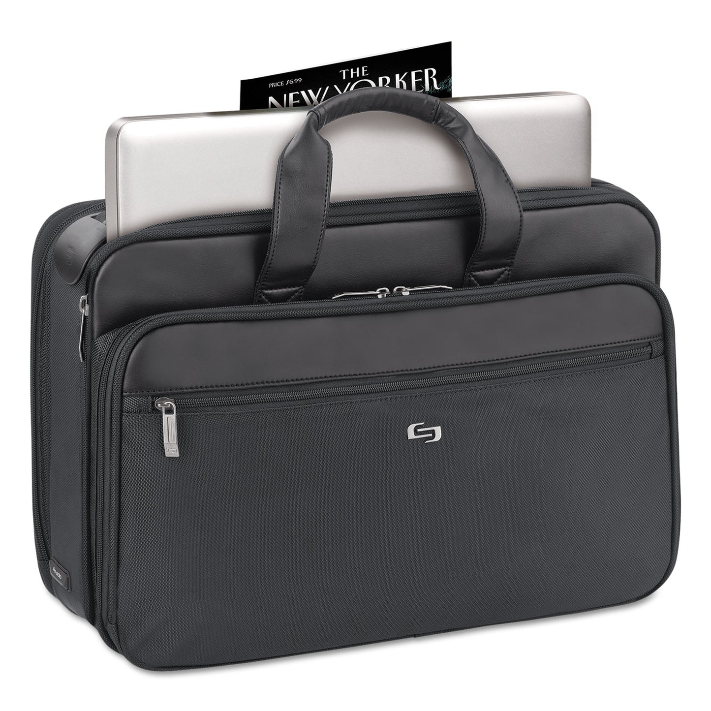 SOLO Classic Smart Strap Briefcase, Fits Devices Up to 16", Ballistic Polyester, 17.5 x 5.5 x 12, Black (SGB3004)