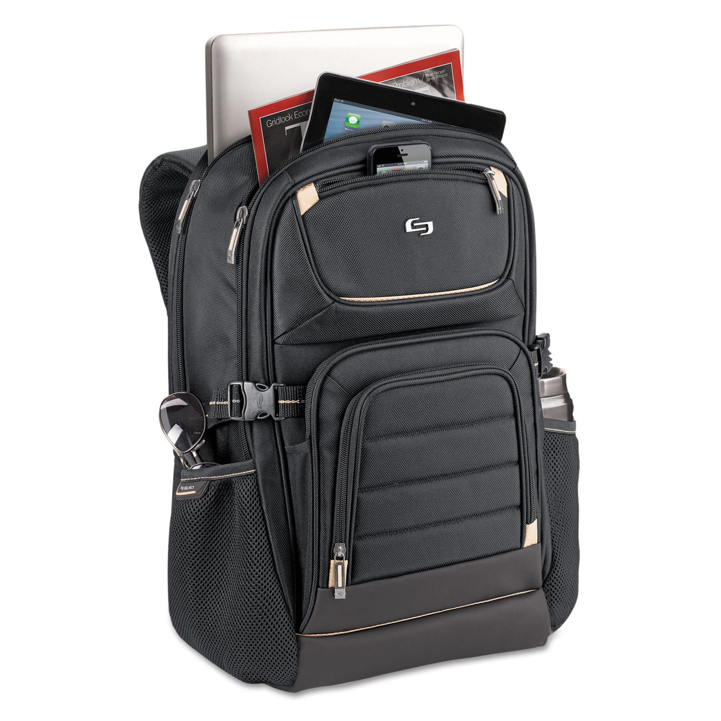 SOLO Pro Backpack, Fits Devices Up to 17.3", Polyester, 12.25 x 6.75 x 17.5, Black (PRO7424)