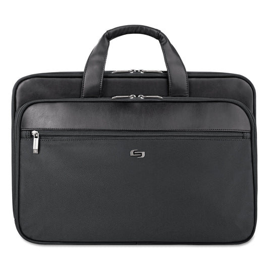 SOLO Classic Smart Strap Briefcase, Fits Devices Up to 16", Ballistic Polyester, 17.5 x 5.5 x 12, Black (SGB3004)