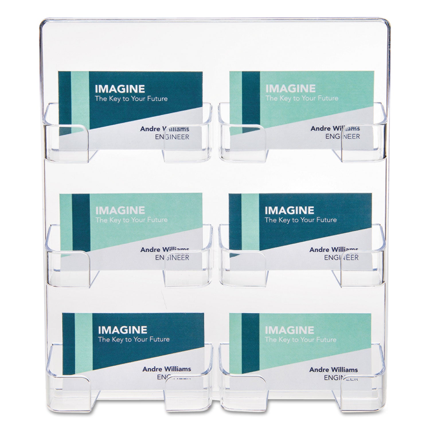 Deflecto 6-Pocket Business Card Holder, Holds 480 Cards, 8.5 x 1.63 x 9.75, Plastic, Clear (70601)