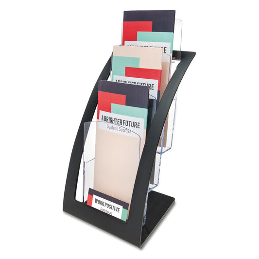 Deflecto 3-Tier Literature Holder, Leaflet Size, 6.75w x 6.94d x 13.31h, Black (693604)