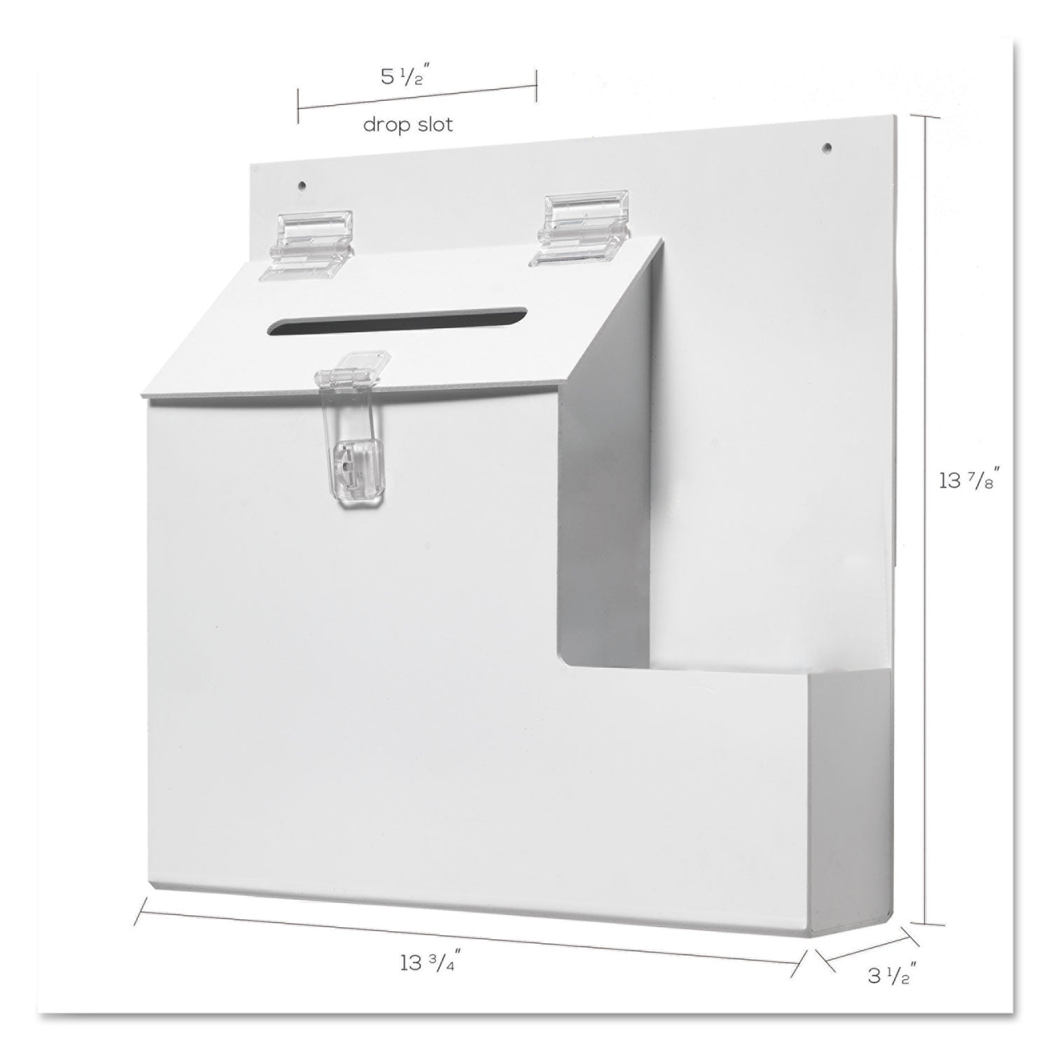 Deflecto Suggestion Box Literature Holder with Locking Top, 13.75 x 3.63 x 13.94, Plastic, White (79803)