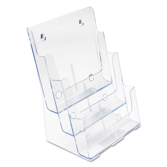 Deflecto 3-Compartment DocuHolder, Magazine Size, 9.5w x 6.25d x 12.63, Clear (77301)