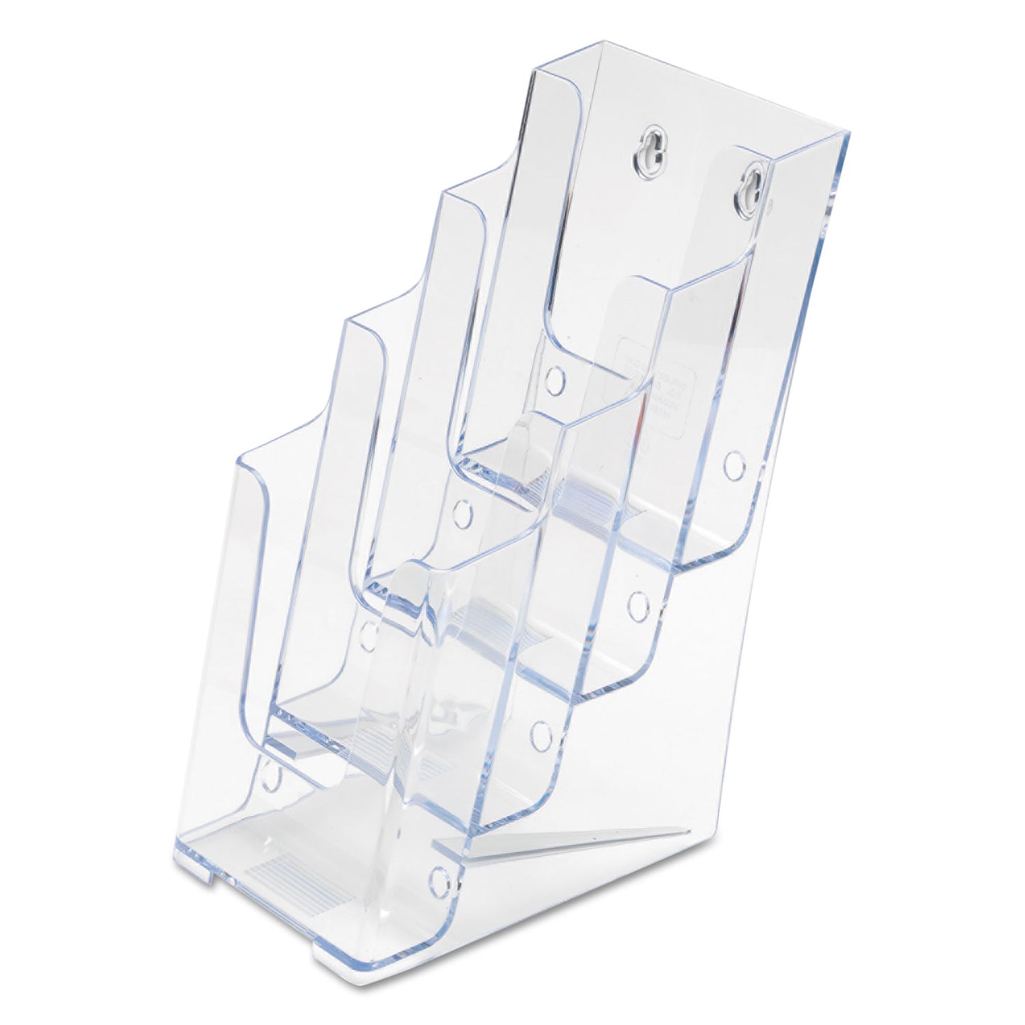 Deflecto 4-Compartment DocuHolder, Leaflet Size, 4.88w x 6.13d x 10h, Clear (77701)