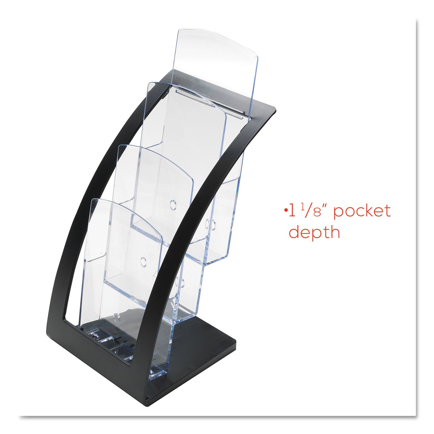 Deflecto 3-Tier Literature Holder, Leaflet Size, 6.75w x 6.94d x 13.31h, Black (693604)
