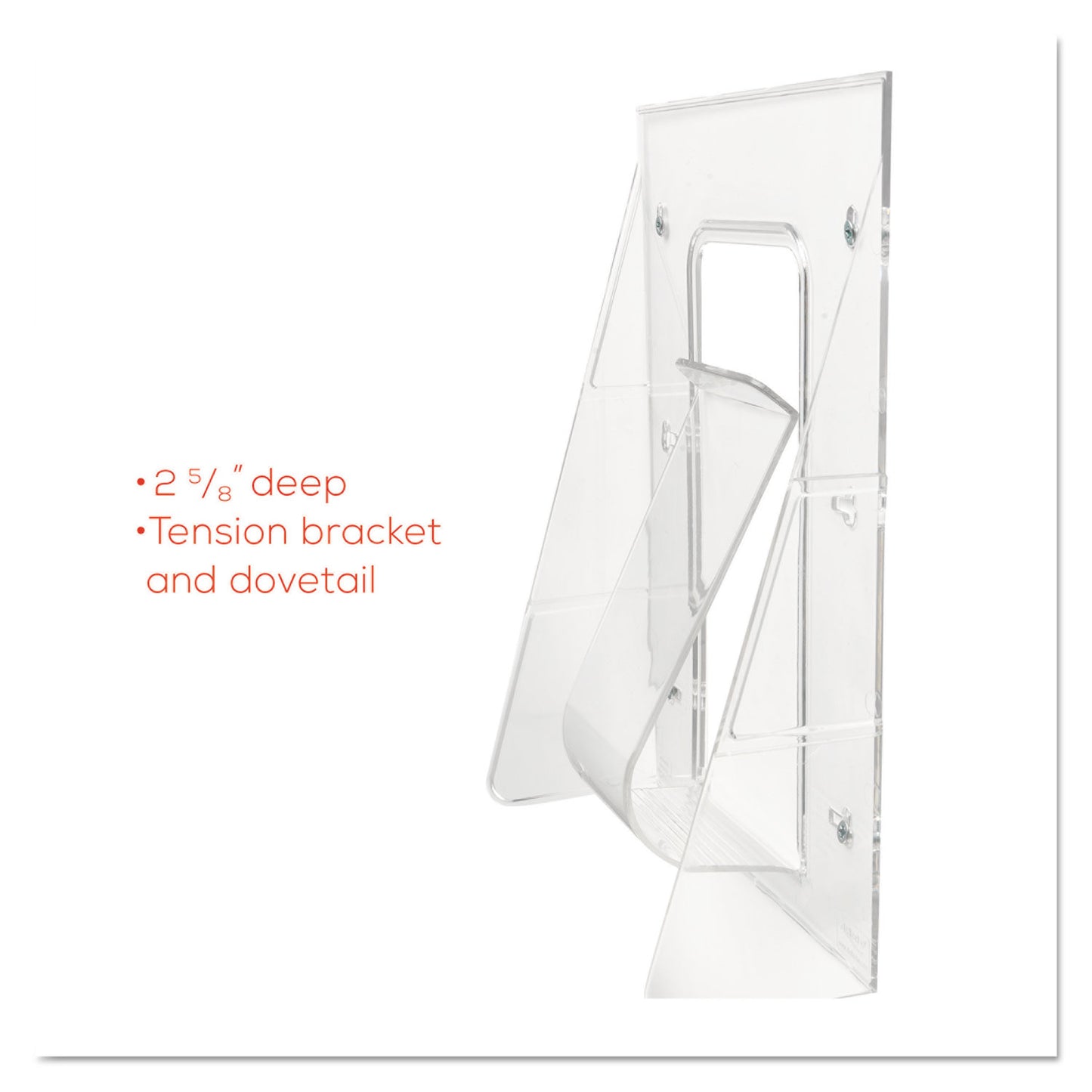 Deflecto Stand-Tall Wall-Mount Literature Rack, Leaflet, 4.56w x 3.25d x 11.88h, Clear (55601)