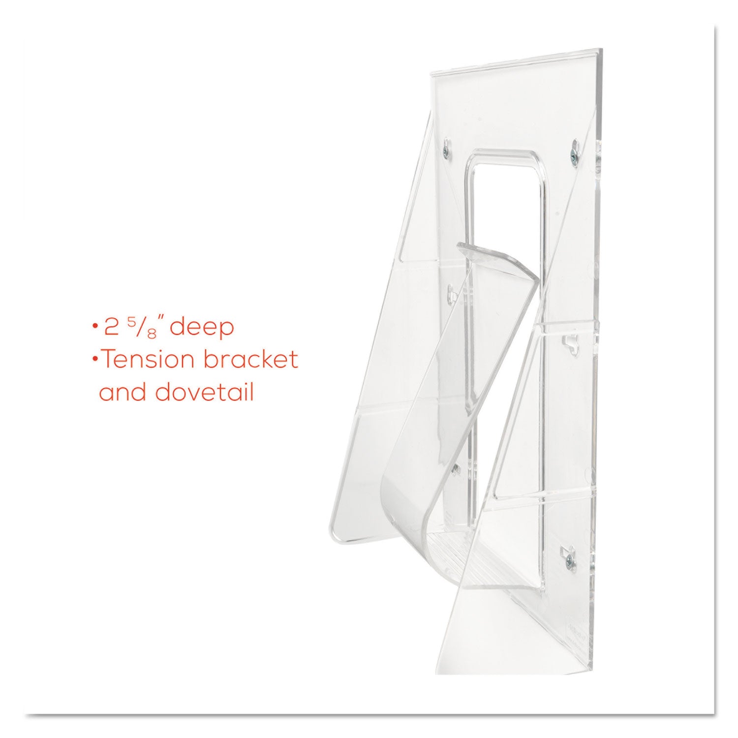 Deflecto Stand-Tall Wall-Mount Literature Rack, Leaflet, 4.56w x 3.25d x 11.88h, Clear (55601)