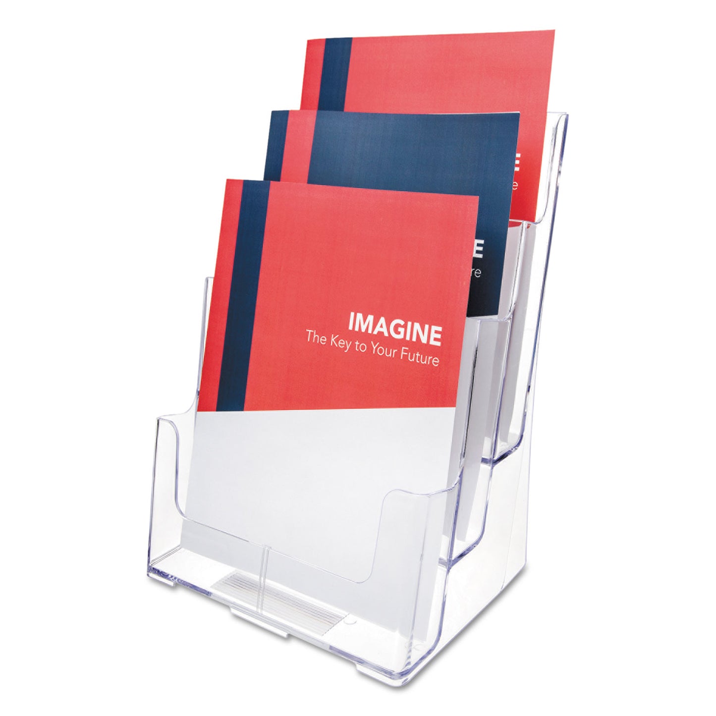 Deflecto 3-Compartment DocuHolder, Magazine Size, 9.5w x 6.25d x 12.63, Clear (77301)