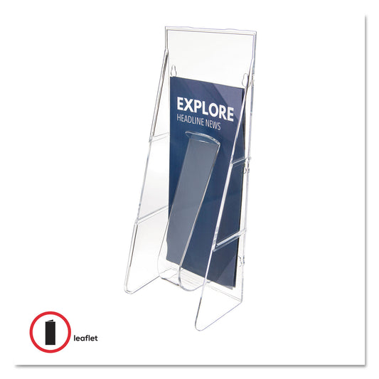 Deflecto Stand-Tall Wall-Mount Literature Rack, Leaflet, 4.56w x 3.25d x 11.88h, Clear (55601)