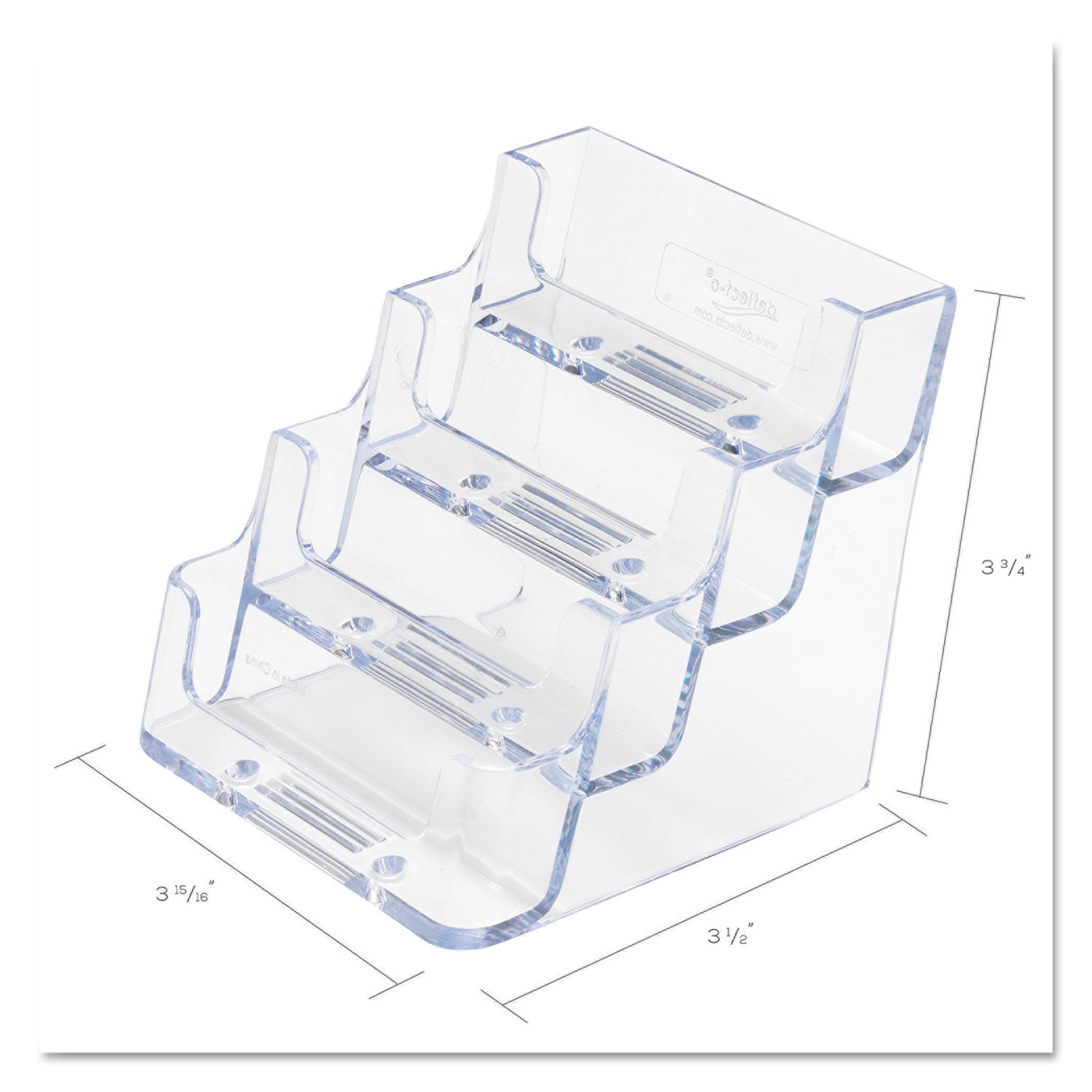 Deflecto 4-Pocket Business Card Holder, Holds 200 Cards, 3.94 x 3.5 x 3.75, Plastic, Clear (70841)