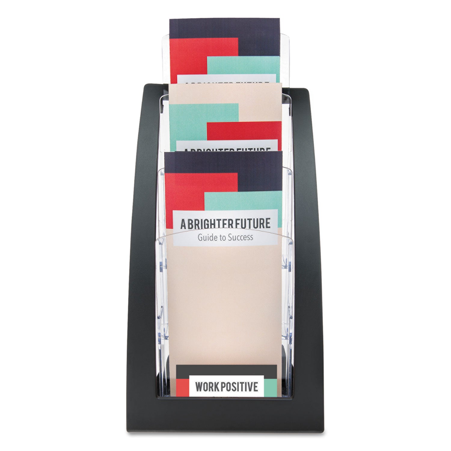 Deflecto 3-Tier Literature Holder, Leaflet Size, 6.75w x 6.94d x 13.31h, Black (693604)