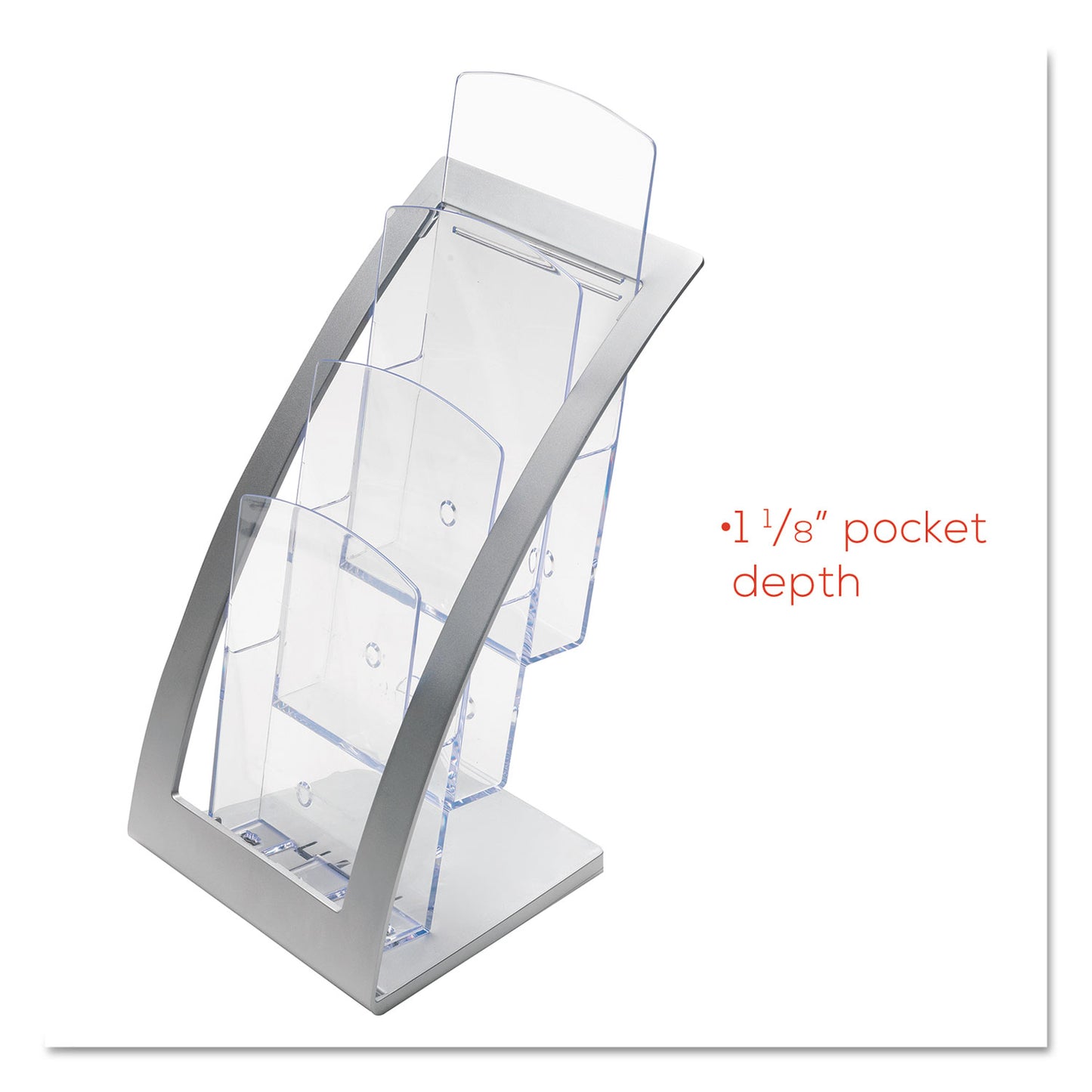 Deflecto 3-Tier Literature Holder, Leaflet Size, 6.75w x 6.94d x 13.31h, Silver (693645)