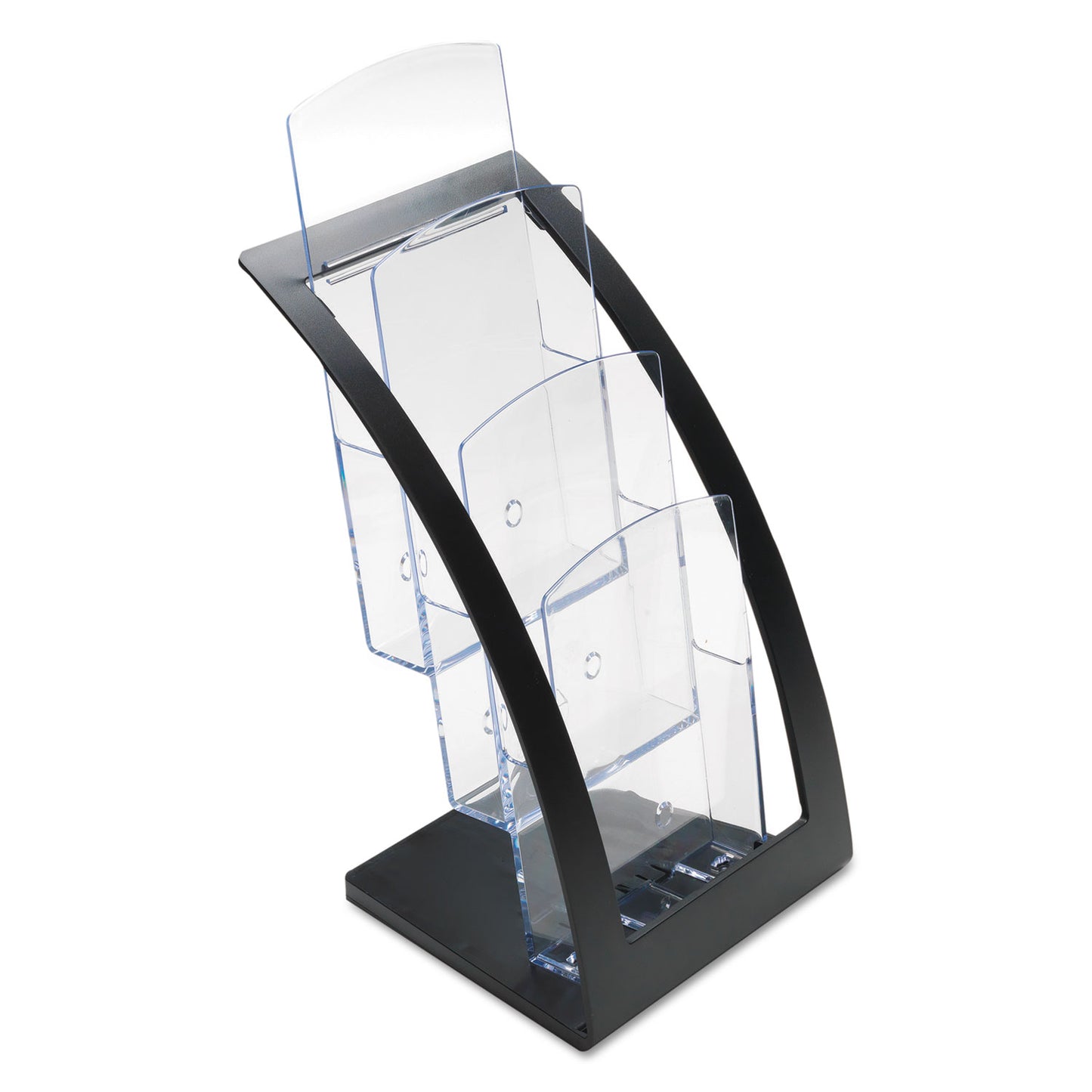 Deflecto 3-Tier Literature Holder, Leaflet Size, 6.75w x 6.94d x 13.31h, Black (693604)