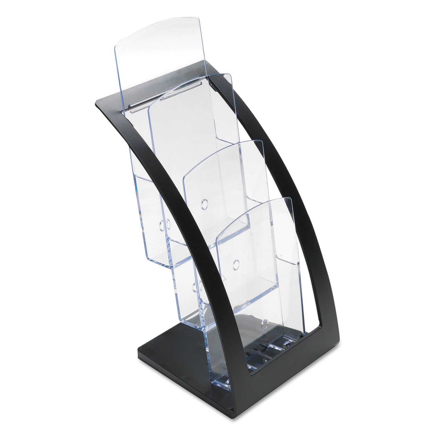 Deflecto 3-Tier Literature Holder, Leaflet Size, 6.75w x 6.94d x 13.31h, Black (693604)