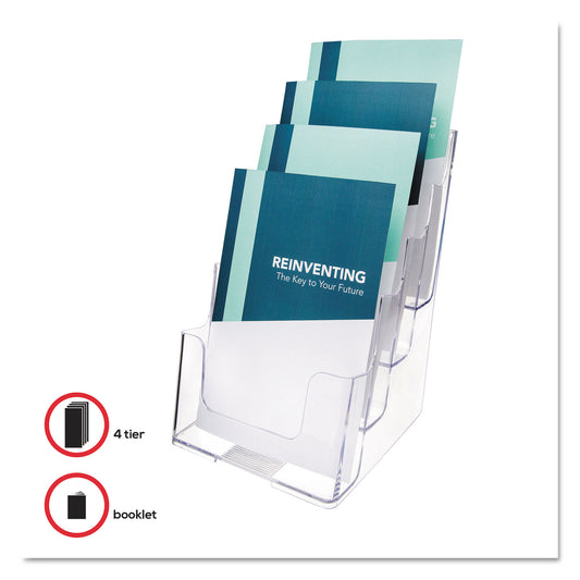 Deflecto 4-Compartment DocuHolder, Booklet Size, 6.88w x 6.25d x 10h, Clear (77901)